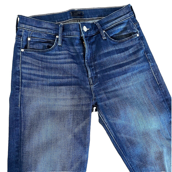 Mother Denim The Mid Rise Dazzler Crop Fray Squeeze It Size 28 Stretch - Picture 3 of 9
